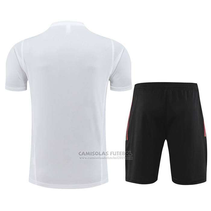 Fato de Treino Manchester United Manga Curta 2023-2024 Branco - Calcas Curta
